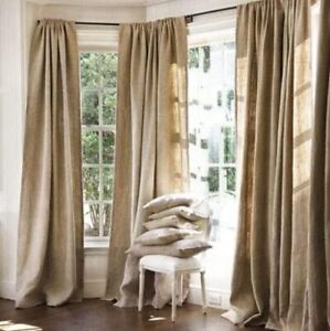 100 % Natural Jute Burlap Panel Drape Backdrop Window Curtains