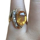 Vintage 10K Yellow Gold Citrine Marquise Ring Size 5 Womens