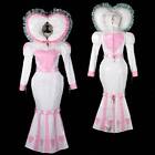 sexy Girl sissy maid White pvc Fishtail lockable Dress Cosplay Costumes Tailored