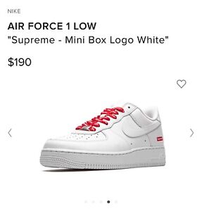Size 8 - Nike Air Force 1 x Supreme Low Box Logo - White