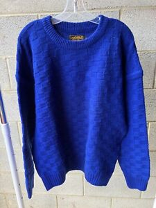 Vintage Eddie Bauer Sweater Men's Large Blue Heavyweight Cable Sweater