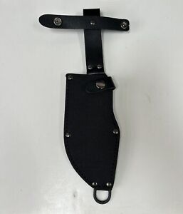Knife Sheath Fixed Blade Black Leather and Nylon Belt Pouch 12