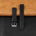 18mm Slim Black Watch Band Full Gain Leather Casual Style Replacment Watch Strap
