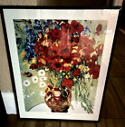 Vintage Van Gogh  Les Coquelicots Flowers in Vase Print Framed hlb