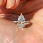 3Ct Pear Cut Lab-Created Diamond Solitaire Engagement Ring 14k White Gold Finish