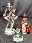 Lot of 3 Hand Painted Ceramic Porcelain Pink Jester Cat  Religious Figurines
