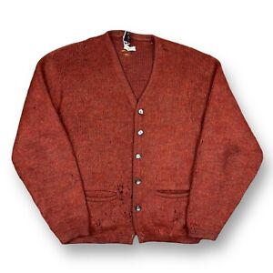 Vintage 60s REVERE Mohair Wool Cardigan Red Men’s Size Large Kurt Cobain USA