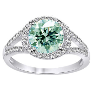 3.06 Ct Vvs1! :Blue White Round Moissanite Diamond Engagement Silver Ring size 7