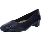 Trotters Womens Daisy Navy Leather Dress Heels Shoes 7.5 Wide (C,D,W) BHFO 9083