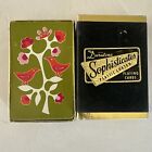 Vintage Duratone Playing Cards Birds Green and Pink Velvet box