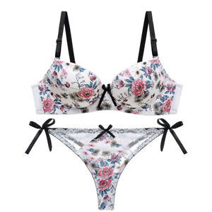 Womens Floral Lace Bra Set Lingerie Underwear Push Up Padded Bra 32 34 36 38 ABC