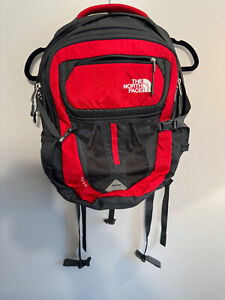 The North Face Red Recon Laptop Backpack Bag Travel School Gym Black Flex Vent