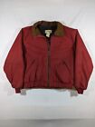 LL Bean Canvas Jacket Mens Large Chore Field Wool Blanket Lined Coat Vintage Red