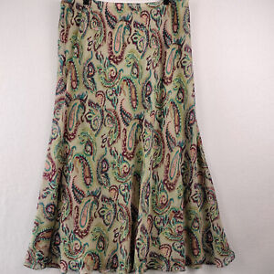 Lane Bryant Paisley Maxi Skirt Women Sz 18-20 Green All Over Print BOHO Peasant