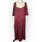 JS Collections Elle Sweetheart Tea Length Dress Women's Plus 14 Burgundy Midi