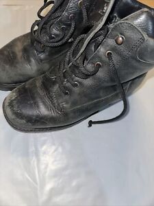 Vintag LL Bean Black Leather Lace Up Combat Chunky Style Ankle Boots Sz8 M
