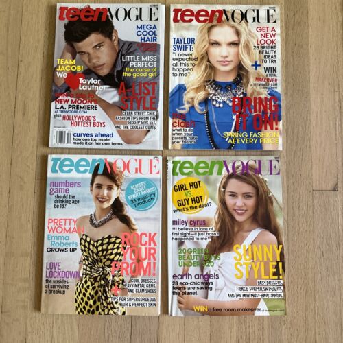 Lot Of 4 Teen Vogue 2009 Feature Taylor Swift, Emma Roberts & Miley Cyrus