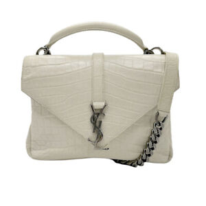 Auth SAINT LAURENT Handbag Crossbody Shoulder Bag Off White Leather - z0618
