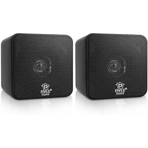 Mini Cube Bookshelf Speakers Pair Home Audio Music Stereo 200W Black Small 4''