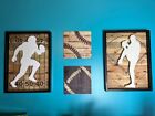 Kids Boys Baseball Football Decor Framed Wall Art Wooden Vintage Rustic