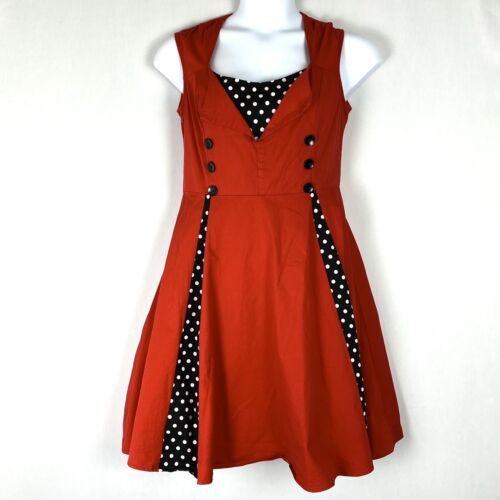 KR KillReal Vintage-Style Polka Dot Rockabilly Dress XXL Red Black Retro Pinup