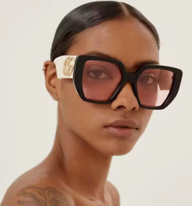 New Gucci GG0956S Women Square Oversized Sunglasses Black Frame Pink Lens