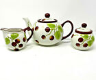 Gates Ware by Laurie Gates Teaport Creamer, Sugar White with Cherries and Leaves