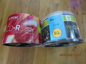 TDK & HP CD-R 100 pack 80MIN 700MB Blank CDs 52x Speed, 50 Spindles Each Brand