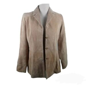 Pursuits Ltd Genuine Leather Jacket Sm Tan Pockets/Buttons Vintage *SMALL SPOT*