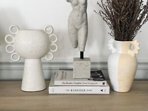 New ListingNew Textured Beige Ring Ceramic Modern Vase