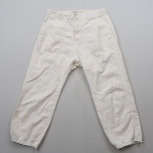 Nili Lotan Luna Linen Blend Pants Size 4 White Drop Crotch Baggy Trousers
