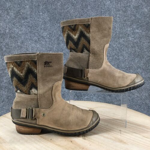 Sorel Boots Womens 7.5 Slim Shortie Waterproof Winter NL2152-227 Brown Suede