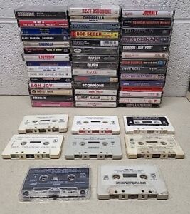 Lot of 51 Rock Cassette Tapes Various Artists - RUSH OZZY SKYNRD SCORPIONS etc.