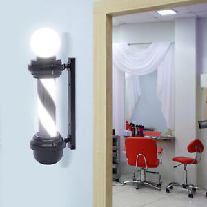 Rotating Barber Pole Light LED Barber Shop Stripes Wall Lamp Hair Salon Sign