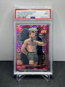 Conor McGregor 2021 Panini Prizm UFC Pink Pulsar Refractor Card 04/42 #30 PSA 9