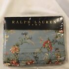 Vintage Ralph Lauren Yvette Queen Blue Floral Flat Ruffled Sheet 100% Cotton USA