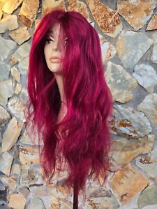 100% Human Hair 360 lace front wig 13 x 6 rich burgundy red 180% density