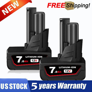 2Pack 7.0Ah Battery Replacement for Milwaukee M-12 Battery 12V Lithium Ion 48-11