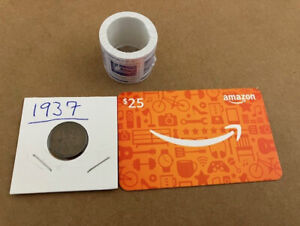New ListingAMAZON GIFT CARD, 1937 LINCOLN WHEAT PENNY & STAMPS - ESTATE SALE !!!!!!!!!!!!!!