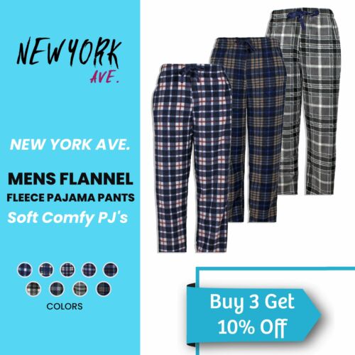 Men's Pajama Lounge Pants Microfleece Plaid Soft Plush with Pockets Comfy Bottom