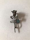 Vintage Religious Sterling Silver Rose Flower Brooch Pin