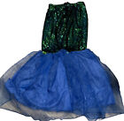 ADULT Green Blue Party SKIRT Sequined Mermaid TAIL M/L Zip up Sequins Puffy Tule