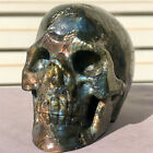 2.22lb  Natural Labradorite Quartz Skull Crystal hand Carved Skull Reiki healing