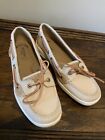 Sperry Women’s STS84938 Size 6.5 Tan With Gold Glitter Trim