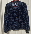Sag Harbor Size 14 Lightweight Moleskin Blue Floral Blazer Jacket Shirt NWT