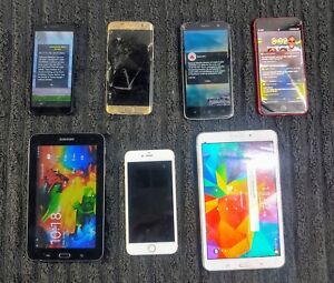 New ListingMixed Lot of 5 Smartphones, 2 Tablets, IPHONE, SAMSUNG,GALAXY,ZTE