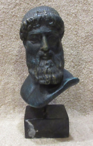 Neptune Poseidon of Artemision God Bust Bronze Metal Art Sculpture Statue Signed