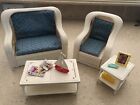 Vintage Barbie RATTAN WICKER Furniture, Couch / Bed, Chair / Bed, 2 tables, READ