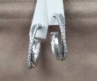 $1,650 David Yurman Sterling Silver Pave Diamond 31mm Crossover Hoop Earrings M