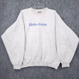 VINTAGE IBM Sweatshirt Men 2XL XXL White Fleece Oversized Preshrunk Pullover